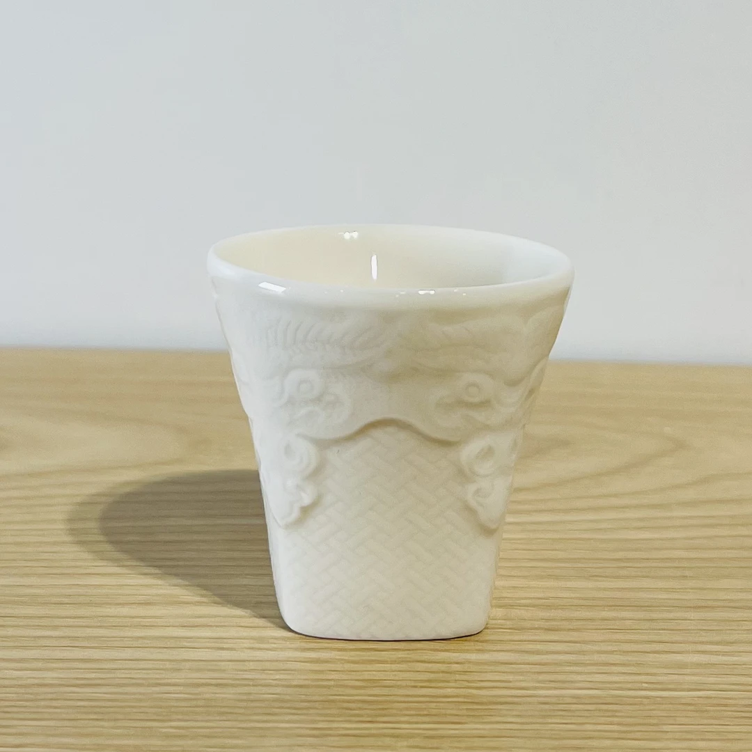 吾游茶器羊脂玉瓷天圆地方祥云杯主人杯闻香杯