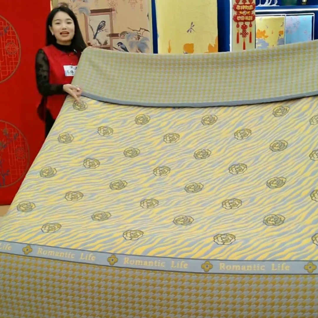 【千鸟格玫瑰】双面亲肤加厚多功能纱布盖毯--230*250