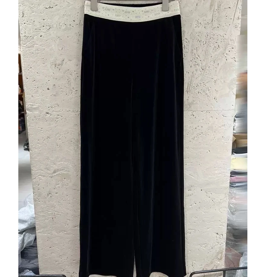 D31293南油爆款气质休闲直筒丝绒裤