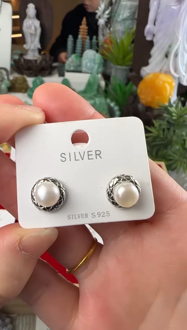 未镶嵌挂件翡翠珍 珠耳饰