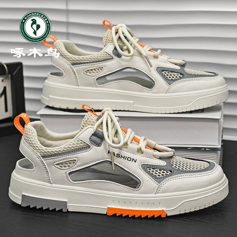 【正品】啄木鸟男鞋夏季新款透气休闲网面鞋子男款百搭沙滩外穿凉鞋