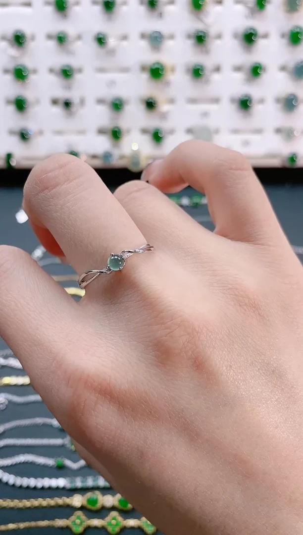 【闪购商品】翡翠戒指银S925镶嵌天然翡翠