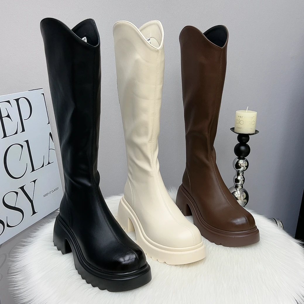 长筒靴女2025新款秋冬靴子厚底增高小个子不过膝骑士靴美拉德长靴