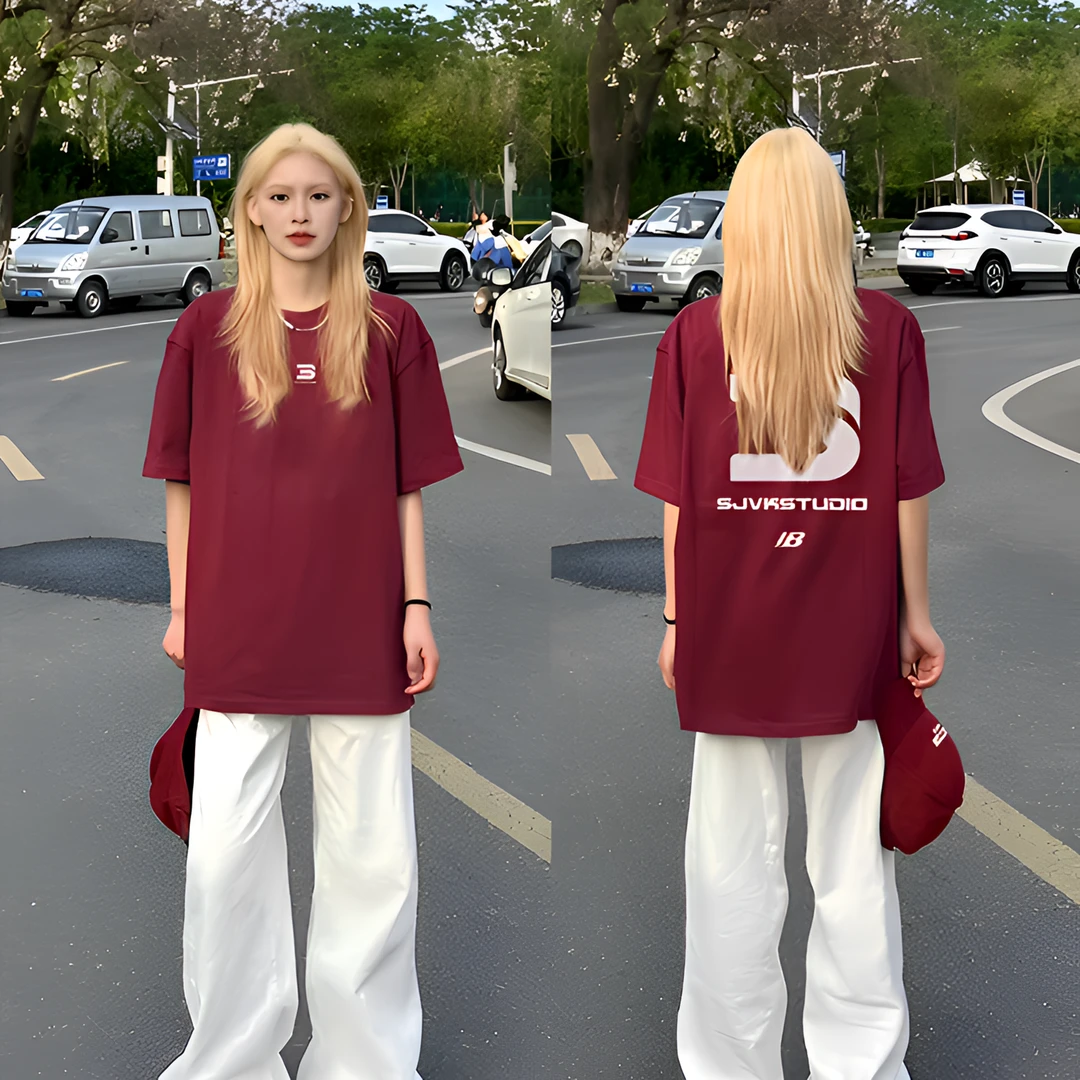 新款新年红色纯棉韩版短袖t恤女夏季宽松国潮复古小众半袖上衣