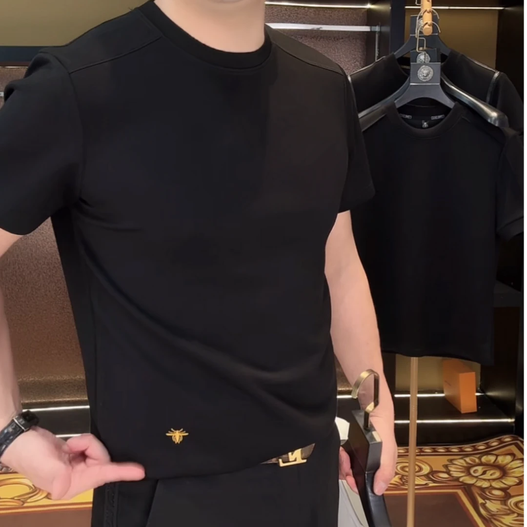 2025夏刺绣蜜蜂时尚短面料柔软百搭修身休闲重工