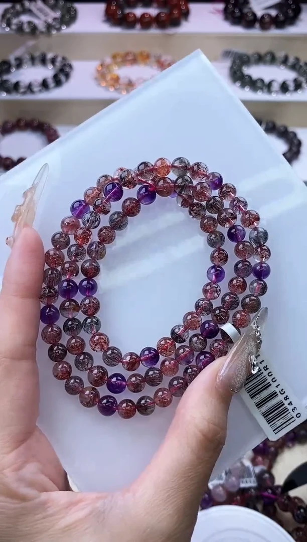 【闪购商品】水晶手链未镶嵌黑加仑超七多圈6m+