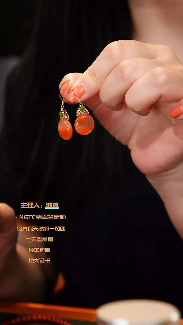 南红玛瑙银S925镶嵌耳饰南红耳饰多样性发一