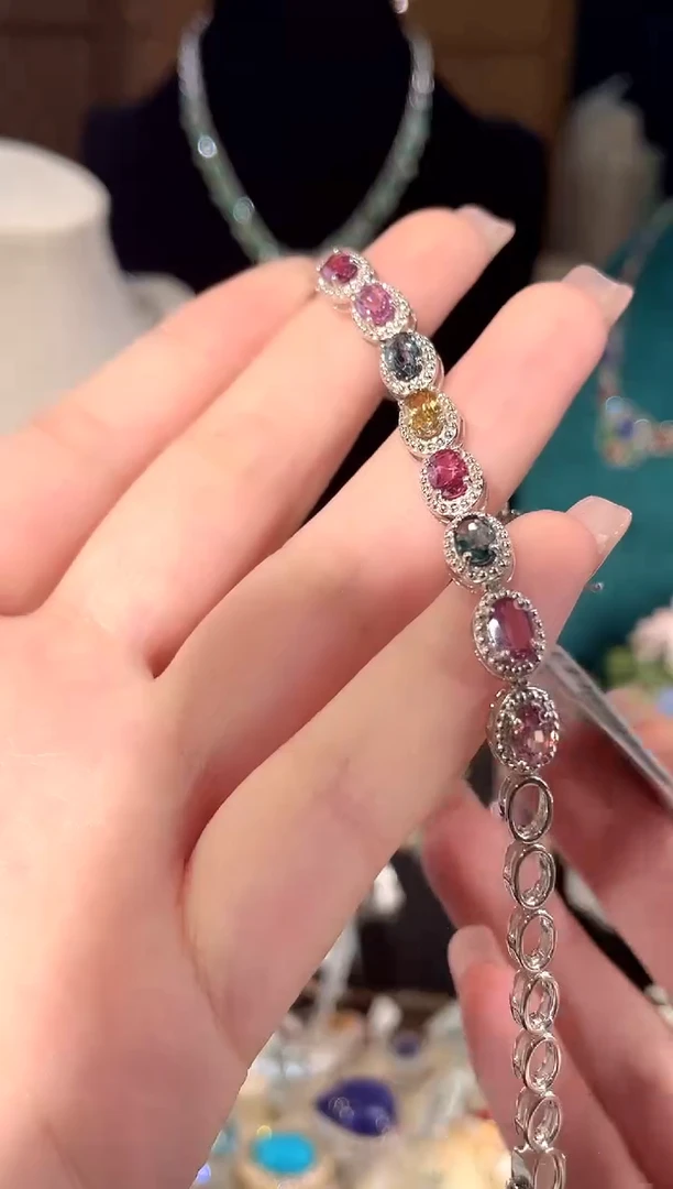 手链银S925镶嵌尖晶石手链