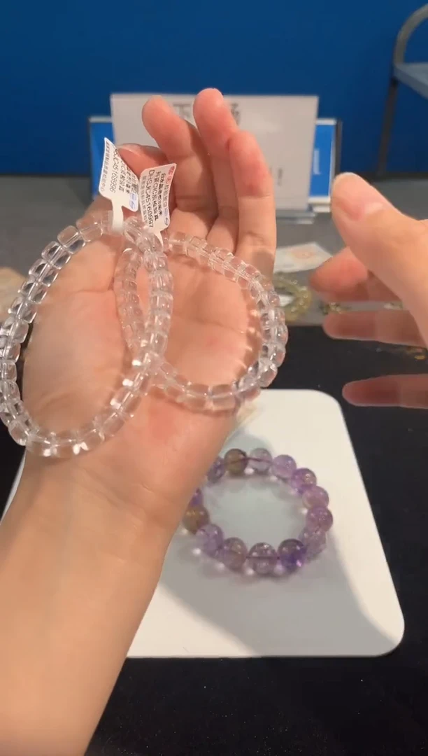 水晶手链未镶嵌18号白水切面老型单圈8mm