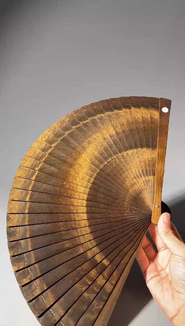 其他楠木（金丝楠）拽*秋733号24cm乌木金丝楠小叶桢楠扇子