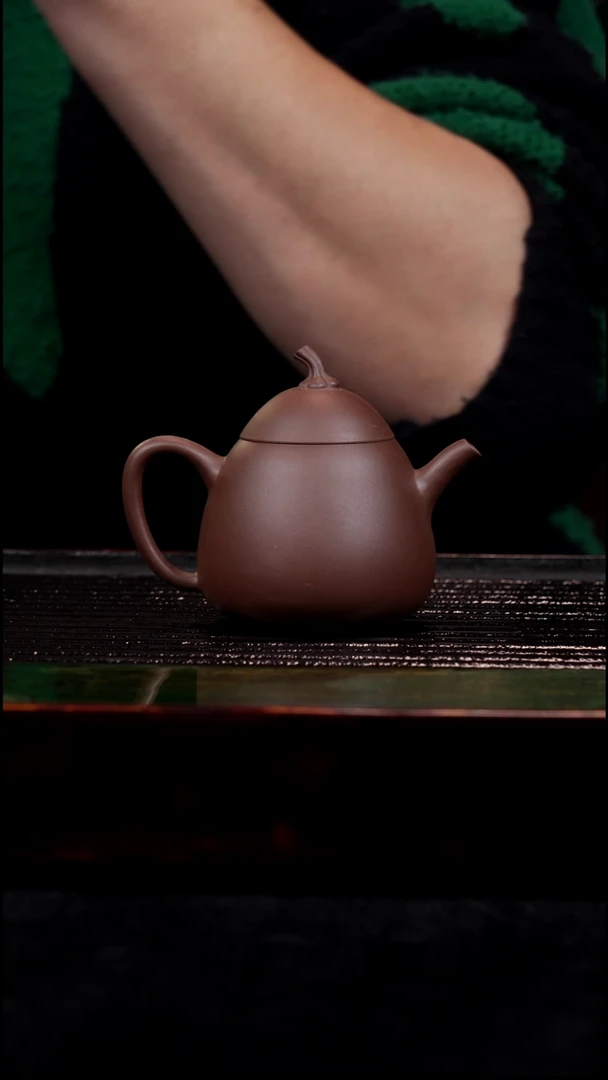 茶壶紫砂半手工老紫泥茄瓜
