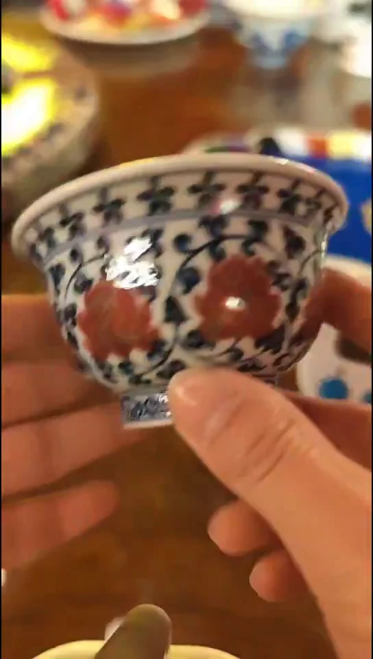 陶明**好青花釉里红压手杯无包装不退换8