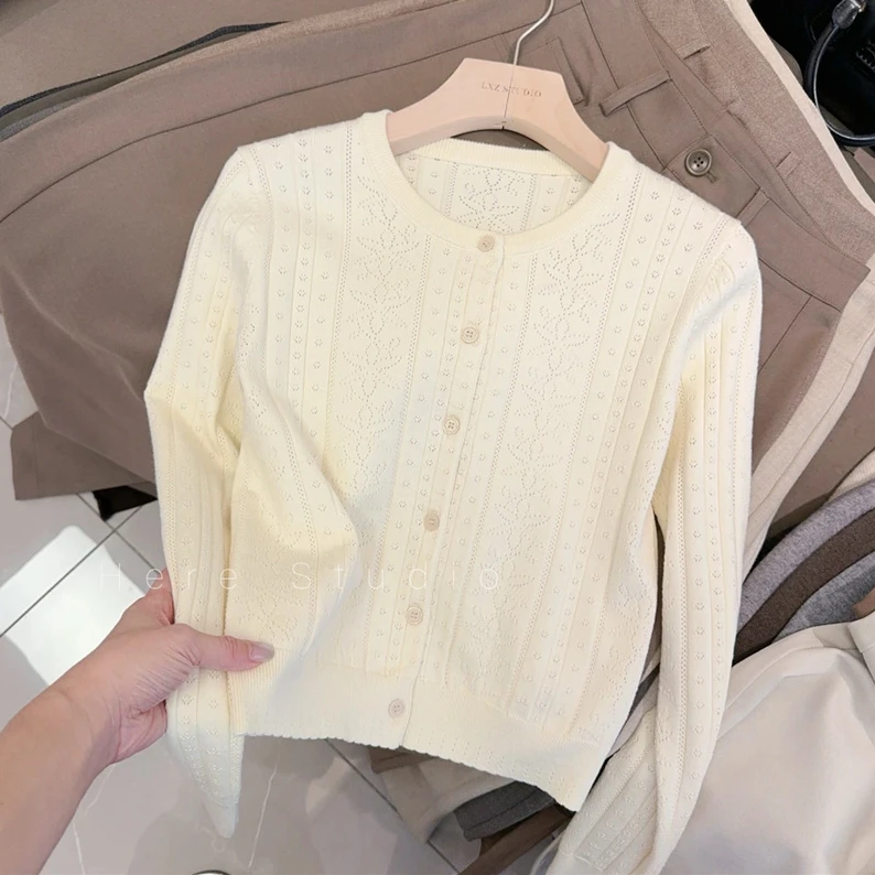 秋装高级感女装重工复古提花镂空针织衫2025新款慵懒气质毛衣开衫