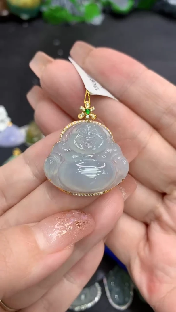 吊坠(不含链)18K金镶嵌翡翠11