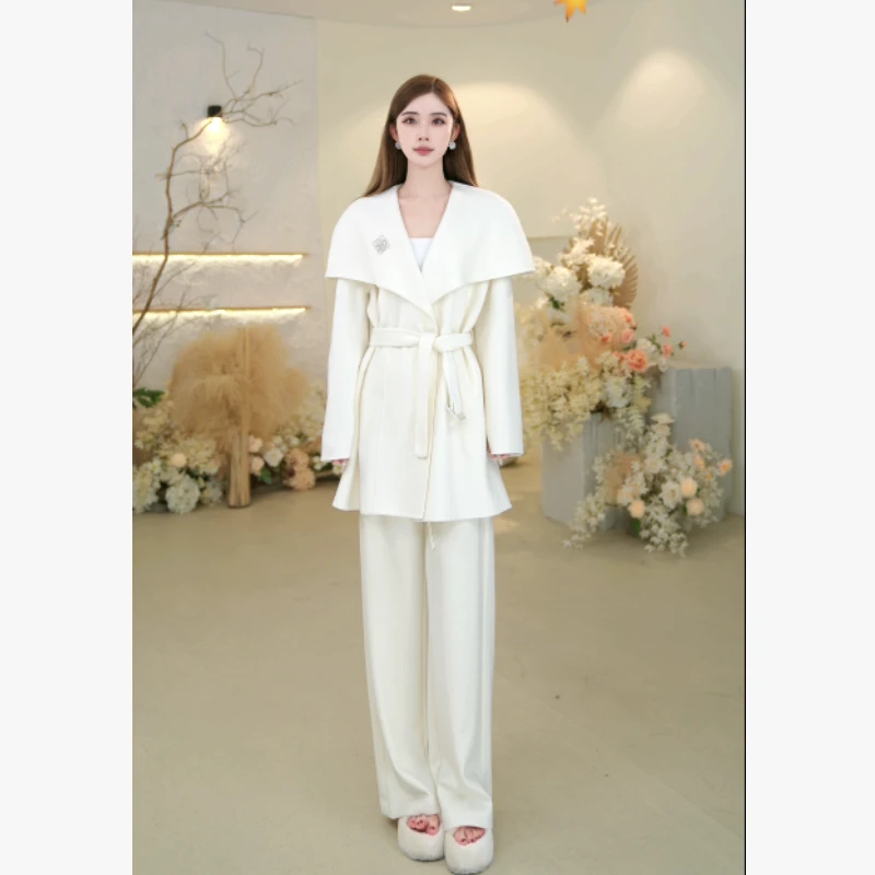 Basic House/百家好【预约链接】25年秋冬新时尚气质双面呢大衣女