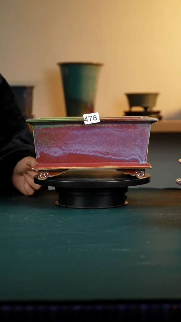 与****汤478微瑕窑变长方花盆福利不退不换