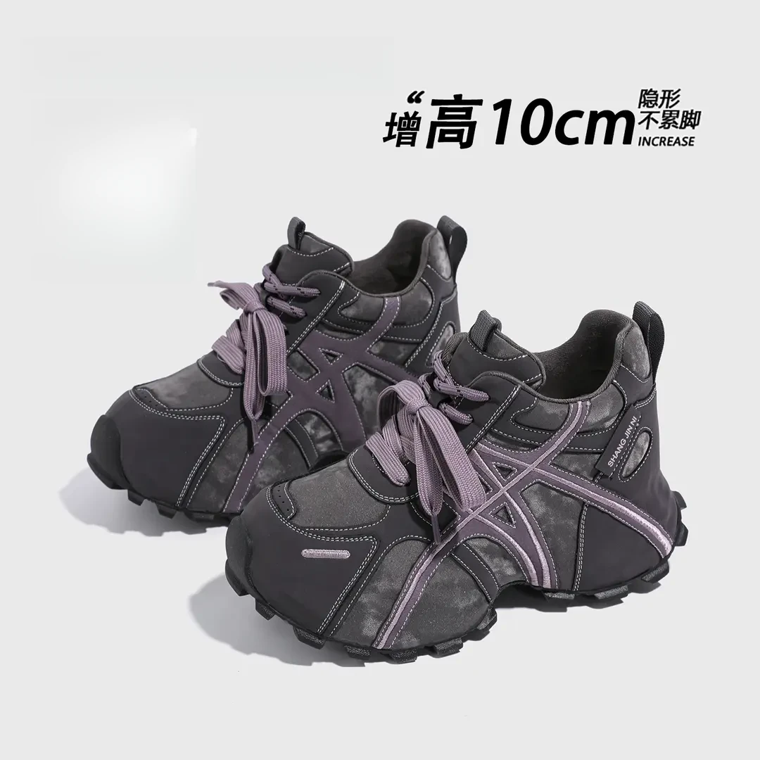 牛皮今年流行小个子老爹鞋女2025秋季内增高10时尚运动鞋子898-1