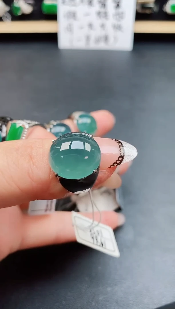 翡翠戒指银S925镶嵌121212