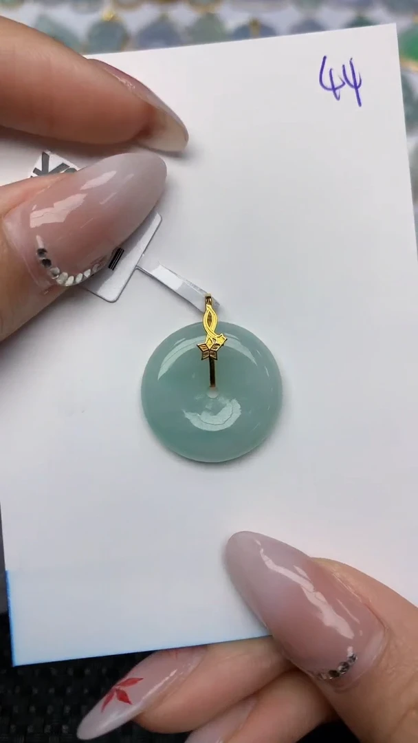 【闪购商品】翡翠颈饰18K金镶嵌天然翡翠A货 44