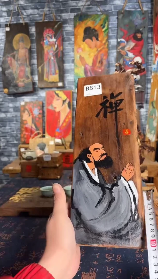 风化老门板丙烯画