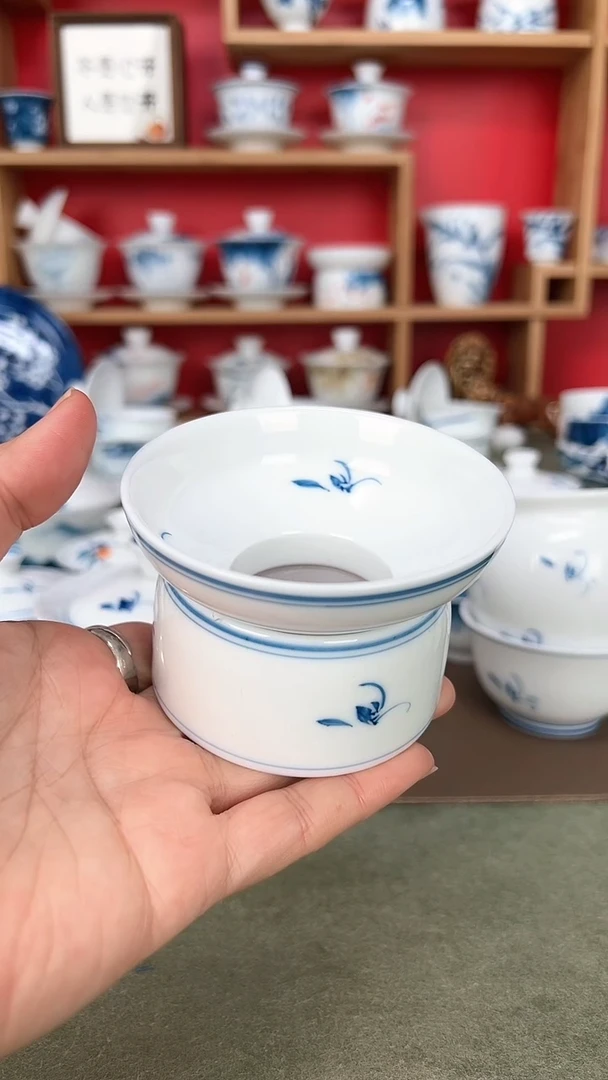 【闪购商品】草兰花纱网茶漏釉下彩*1