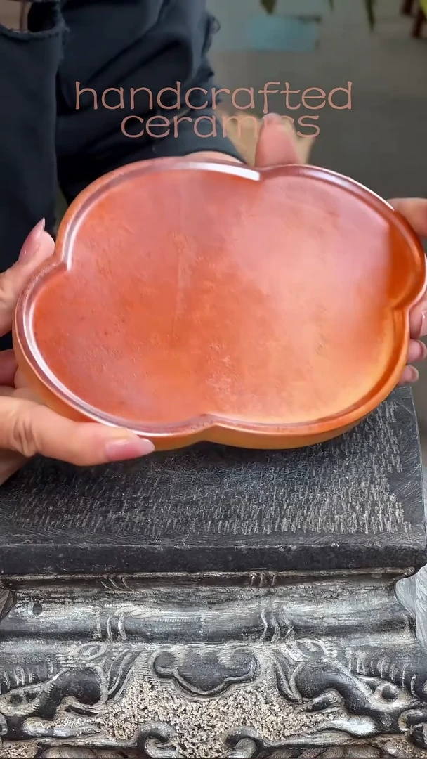 陶瓷金柴烧壶承茶盘