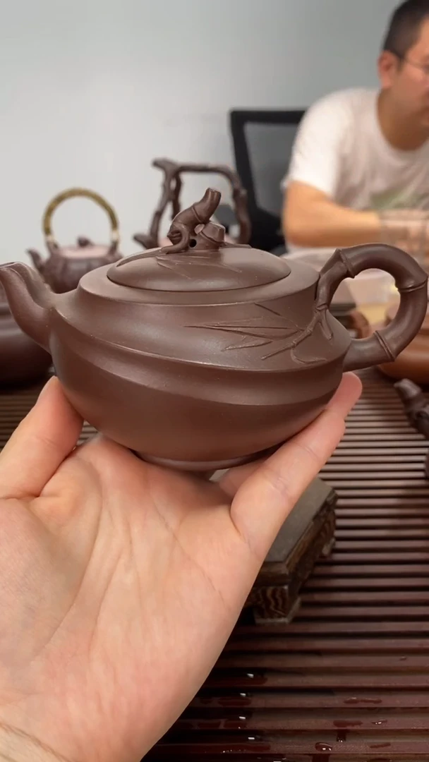 茶壶紫砂飞竹紫泥