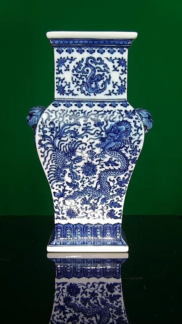 毛仔柴窑青花双耳罐