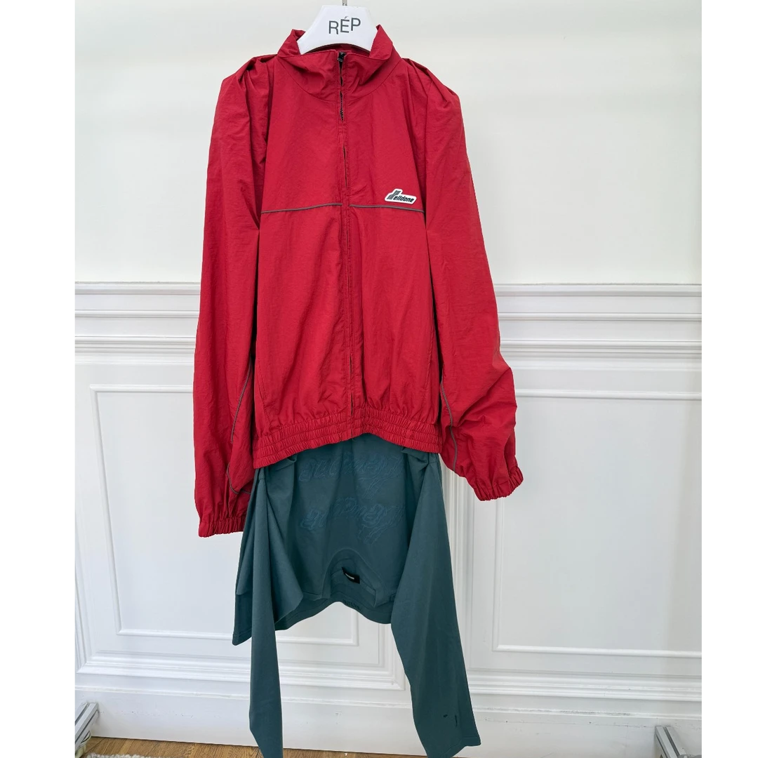 REP-WE11DONE设计师品牌红色男士T恤叠穿运动夹克 25FW新款