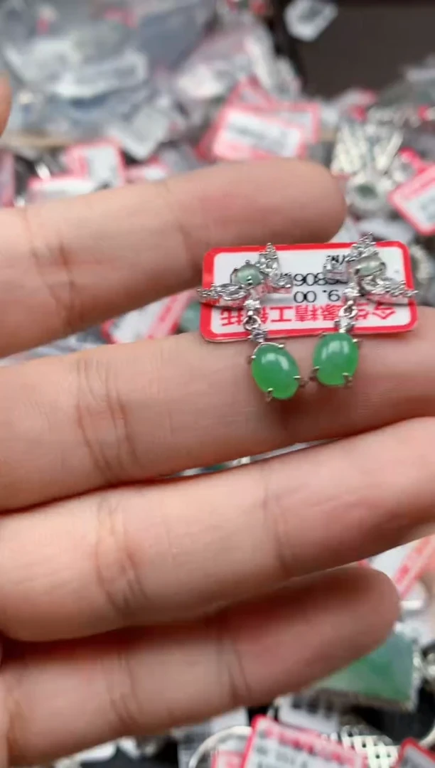 银S925镶嵌戒指翡翠天然A货缅甸翡翠