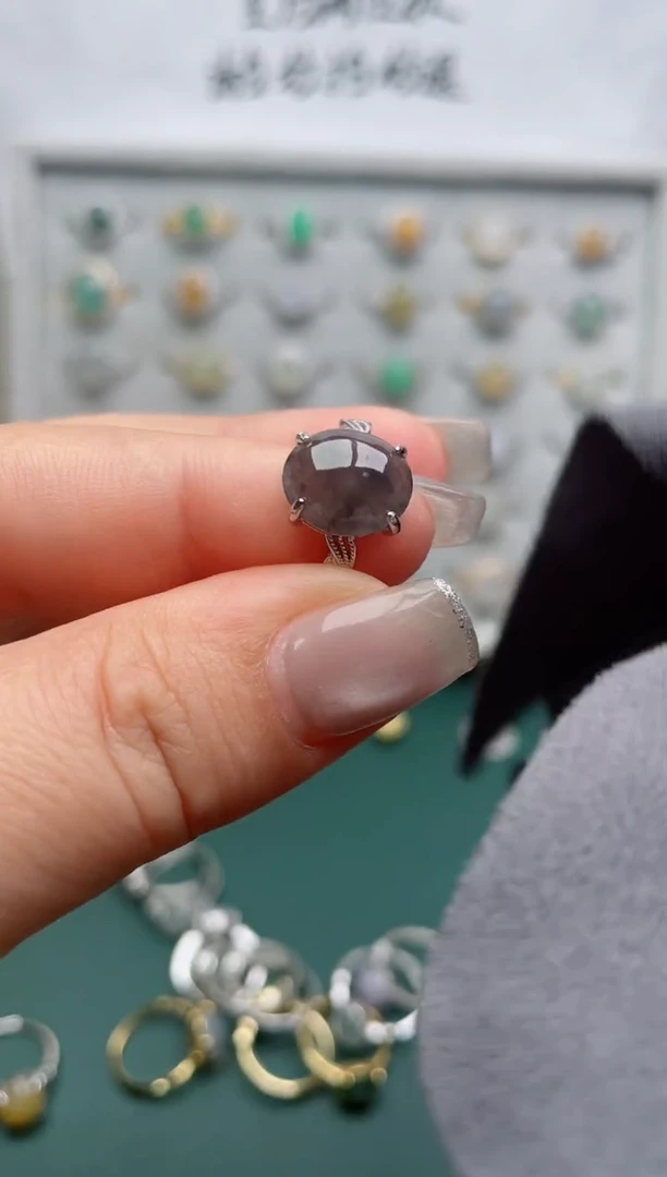 翡翠戒指银S925镶嵌.