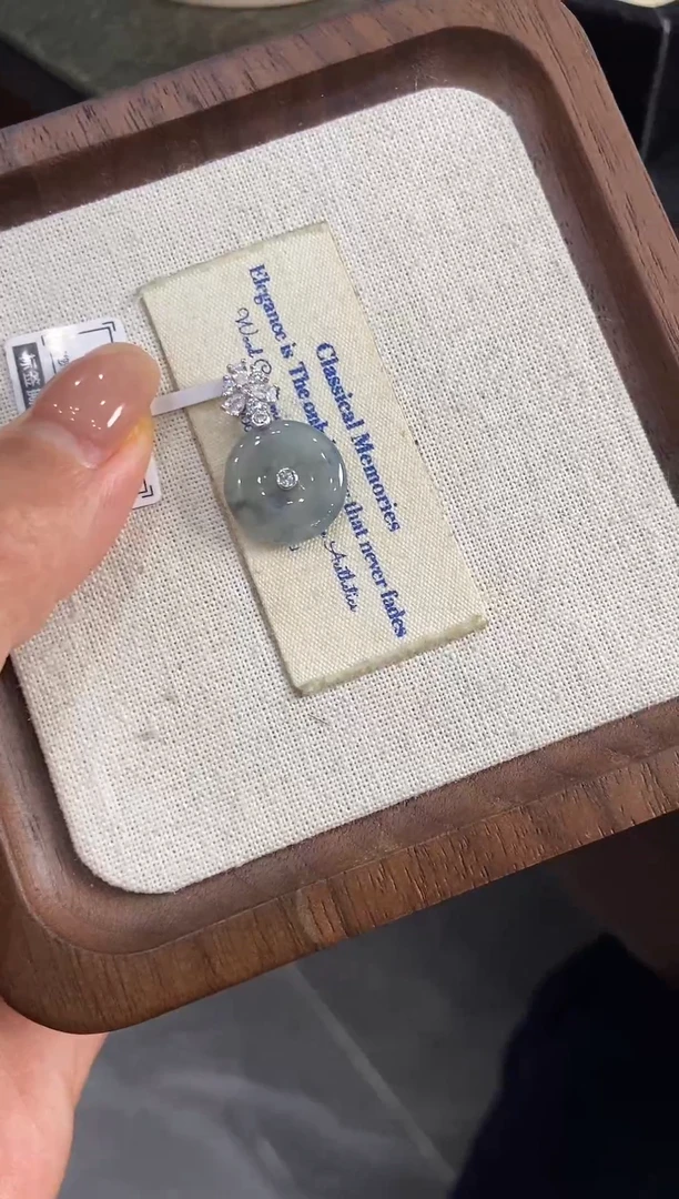 银S925镶嵌挂件翡翠吊坠