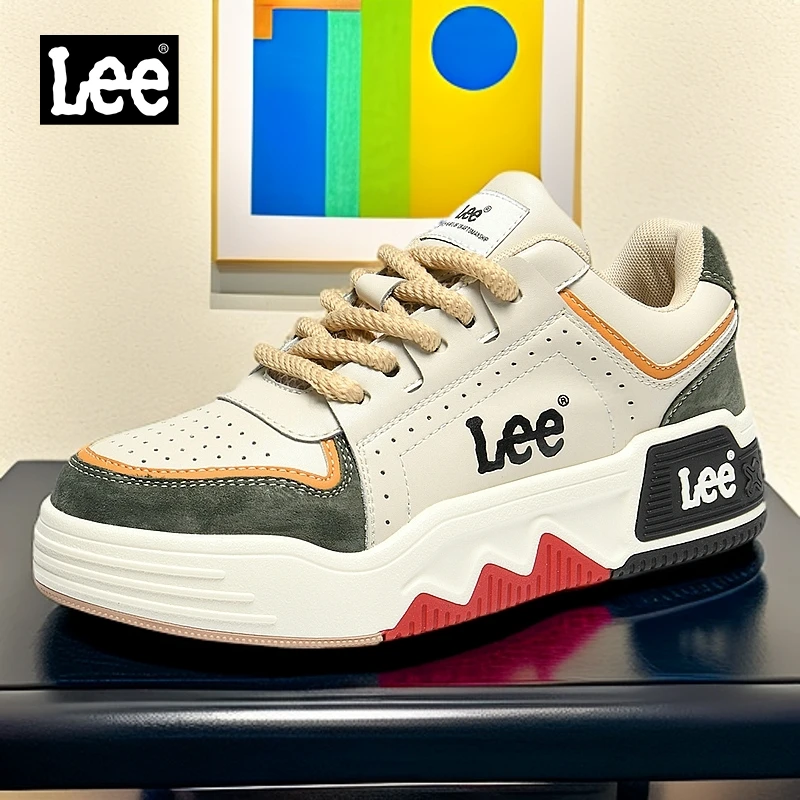 Lee鞋子男款真皮男鞋2025新款爆款秋季男士运动休闲鞋潮厚底板鞋
