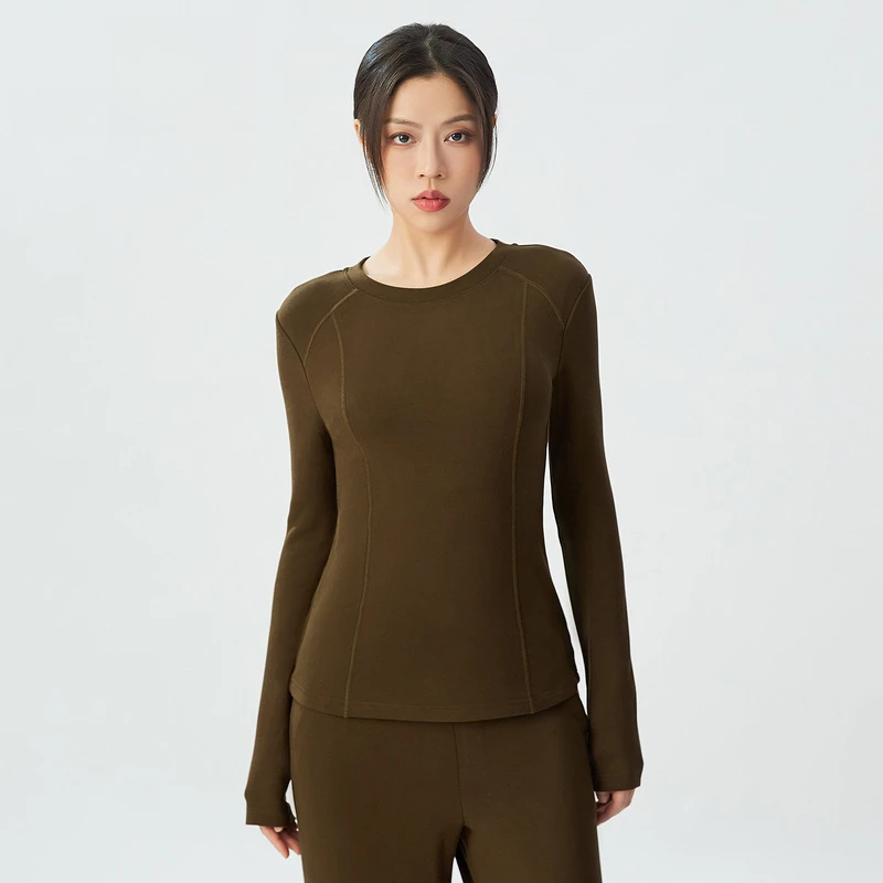 哥弟设计感磨毛长袖圆领修身T恤1300990