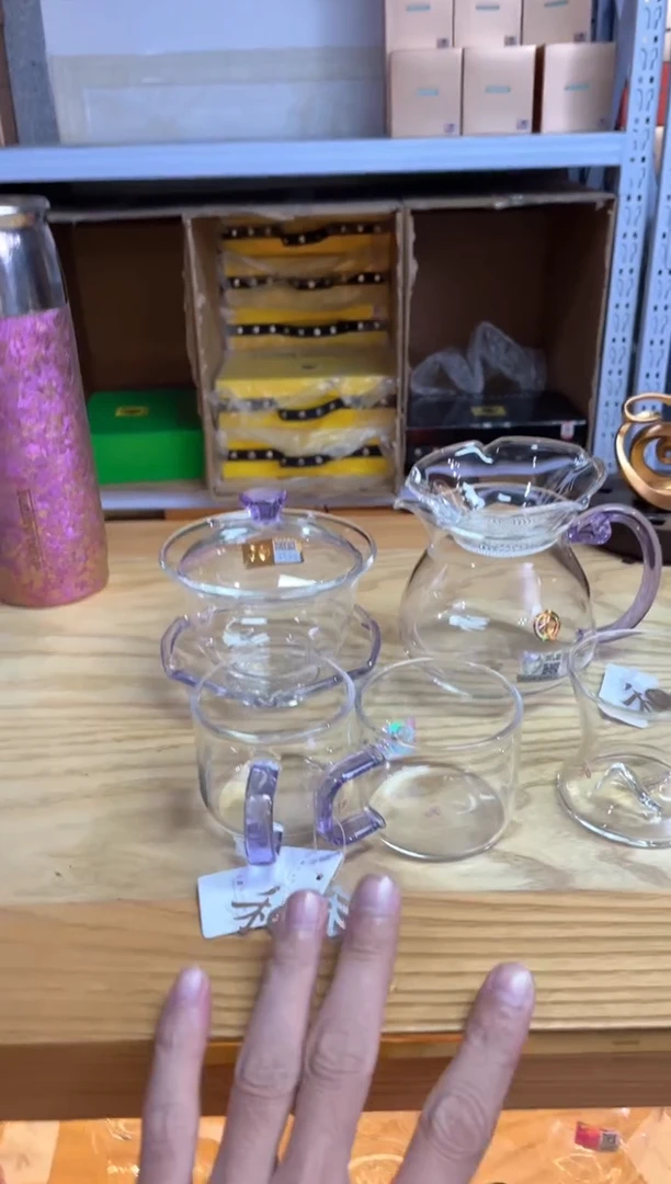 禅语盖碗浅紫+浮莲浅紫+观山茶漏+清禾杯浅紫3盒