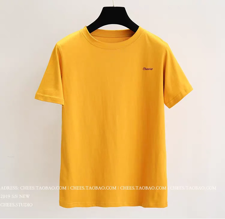 女夏装新款韩版简约字母纯棉百搭短袖体恤打底t A8608