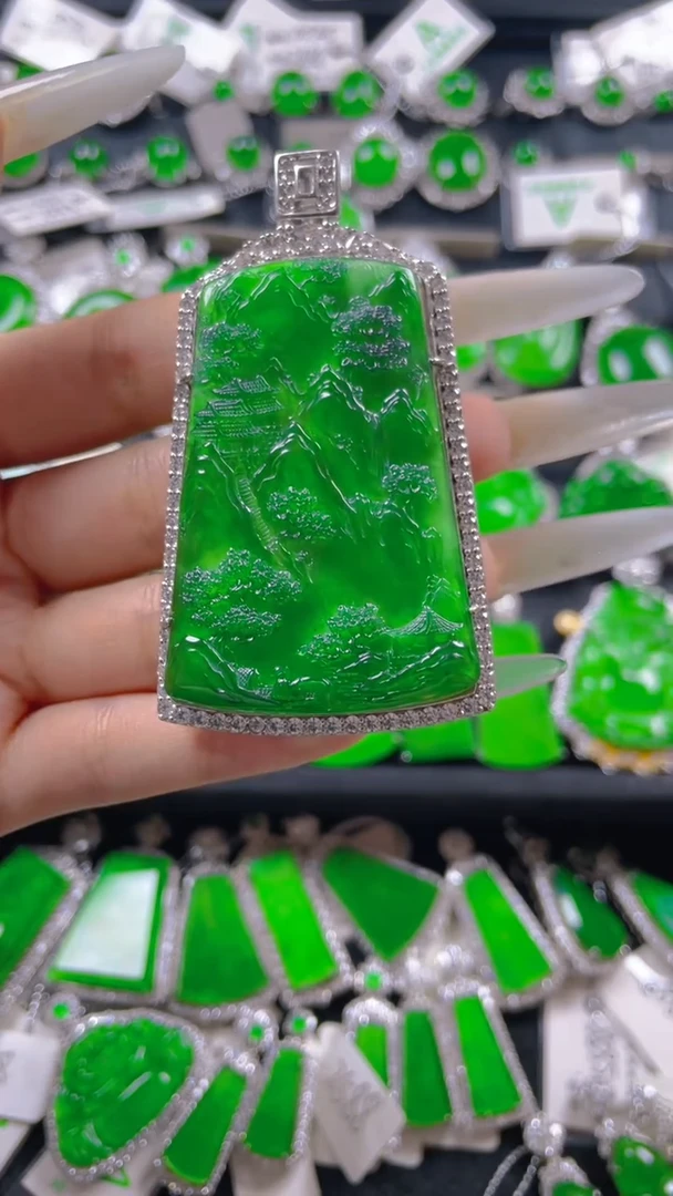 颈饰银S925镶嵌翡翠11