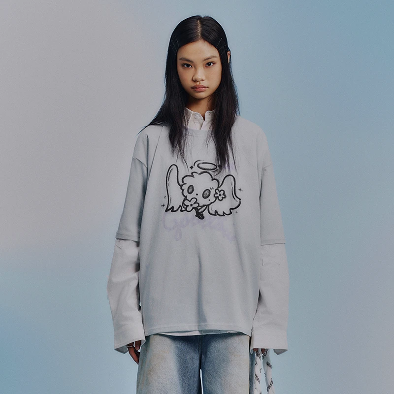 GOODBAI GOODEES春日天使印花oversize短袖T恤