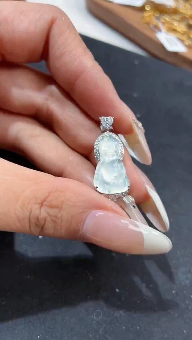 吊坠(不含链)银S925镶嵌翡翠吊坠