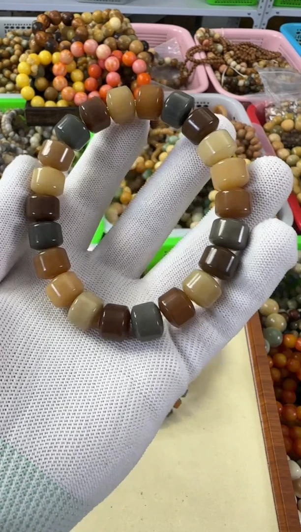 白玉菩提手串12天然多宝金轮