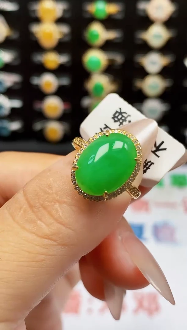 银S925镶嵌戒指翡翠2043