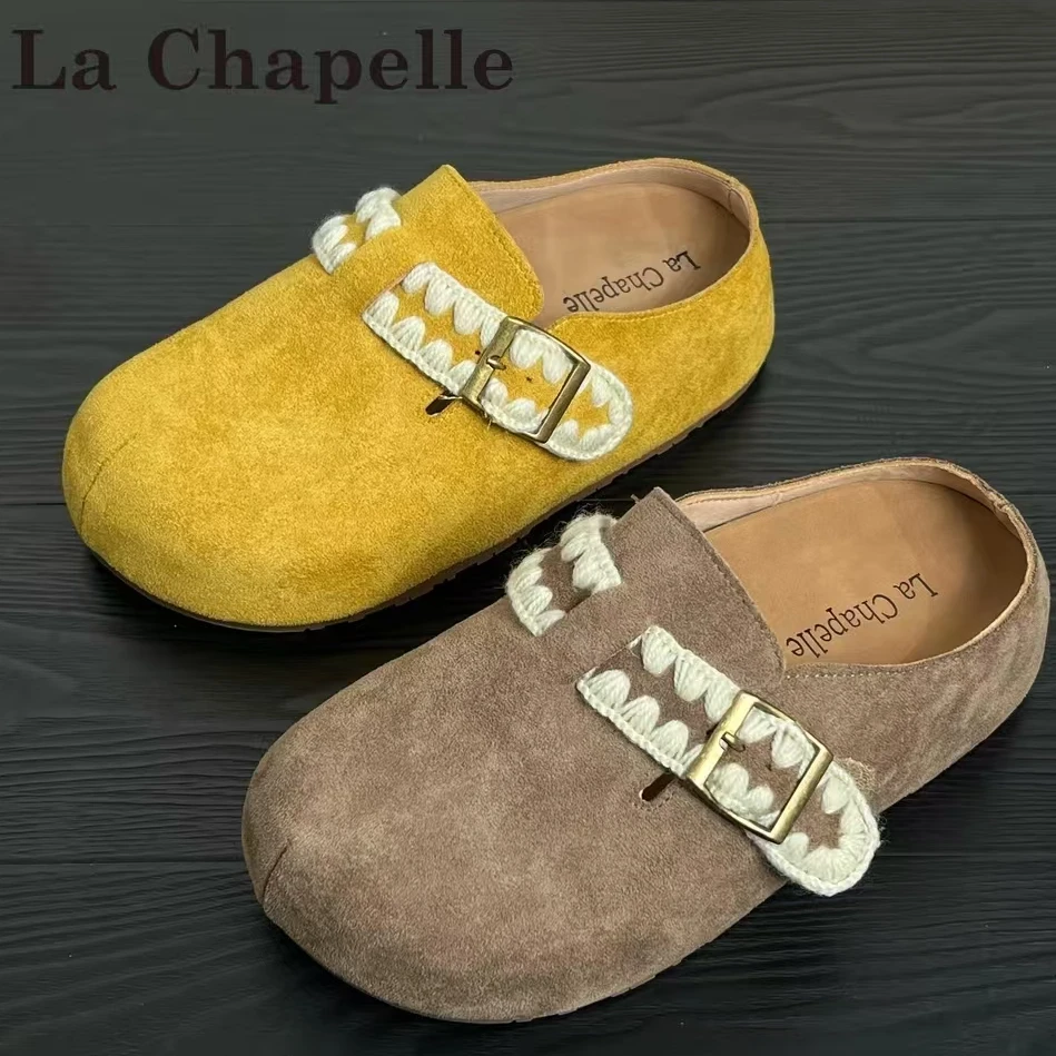 La Chapelle/拉夏贝尔纯色勃肯鞋包头拖软底复古夏季时尚百搭舒适