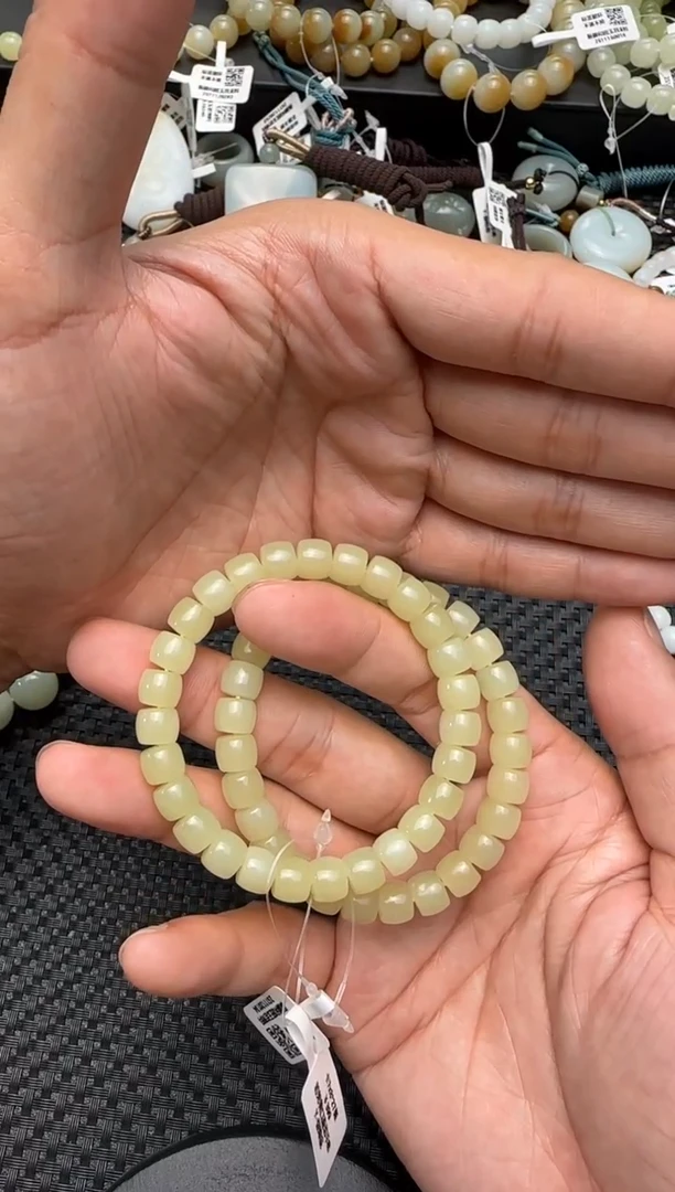 未镶嵌手串和田玉若羌黄口手串卡7x8多样性发其一