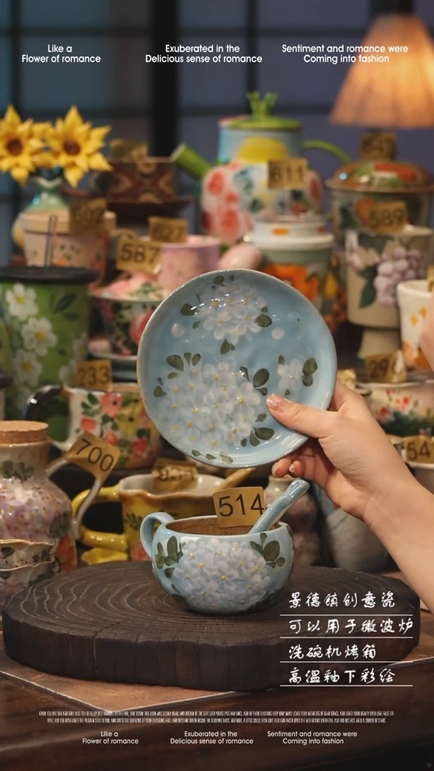 陶瓷景德镇高温釉下彩手工手绘款式