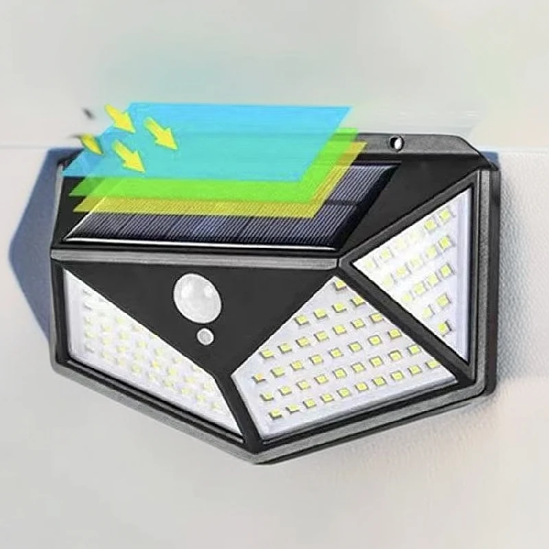 太阳能庭院灯四面发光壁灯（大号114LED)