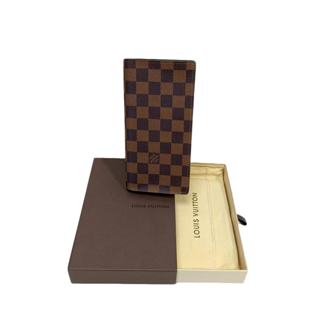 99新 LouisVuitton/路易威登 二奢闲置新棕棋盘格对折钱卡包/1061