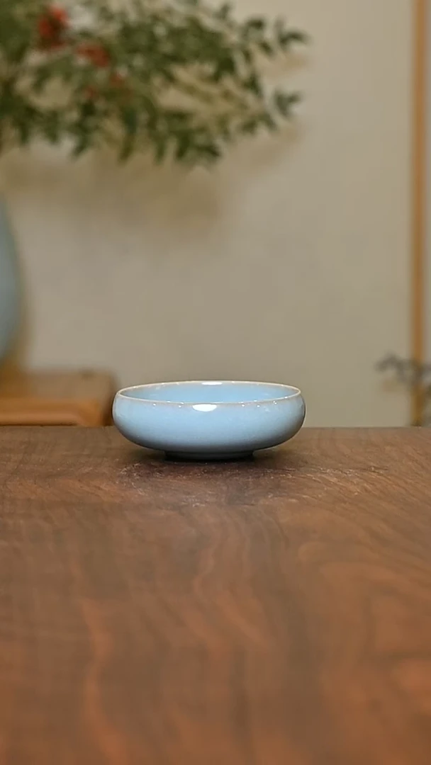 禅定杯 天青 微瑕 朱法喜款
