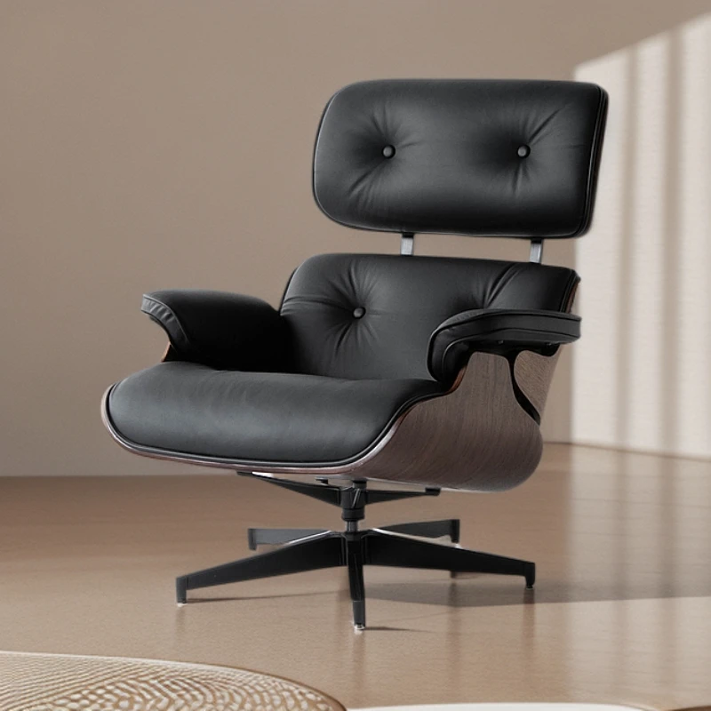 知绘丨意式极简伊姆斯躺椅高端客厅单人沙发设计师旋转真皮沙发椅