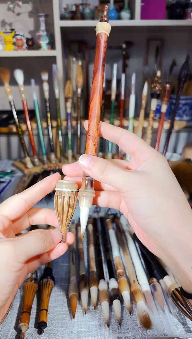 7号 花梨木牛角仿唐百百兼毫毫出锋3.7（清水试笔）