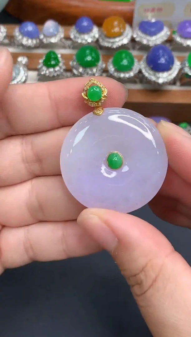 颈饰18K金镶嵌翡翠439-中国好珍宝